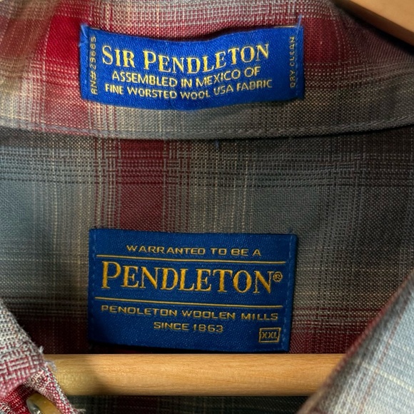 Pendleton Men's Red and Gray Wool Plaid Shirt Size XXL - Picture 2 of 5